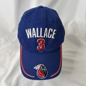 Vtg Detroit Pistons Baseball Hat Cap NBA Elevation #3 Ben Wallace Blue OSFA